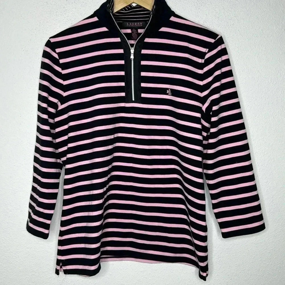 Lauren Ralph Lauren Tops - Lauren Ralph Lauren Large pink/black striped long sleeve top